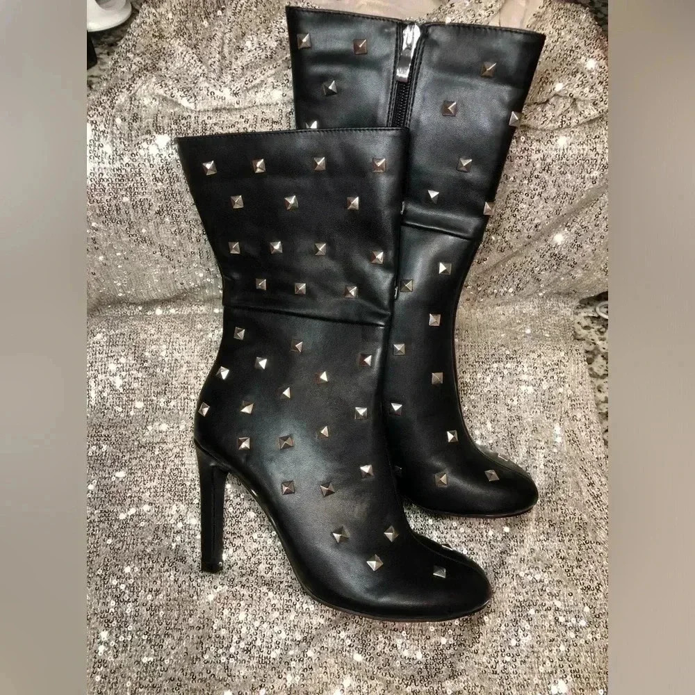 Women’s Faux leather studded boots - Picture 7 of 12